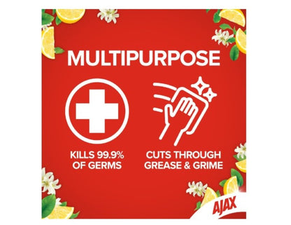 Ajax Spray n' Wipe Multi-Purpose Cleaner Refill, Value Pack 750mL, Lemon Citrus, Antibacterial Disinfectant