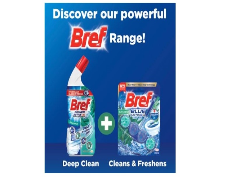 Bref Blue Active Eucalyptus, Rim Block Toilet Cleaner, 2x50g, 100 grams