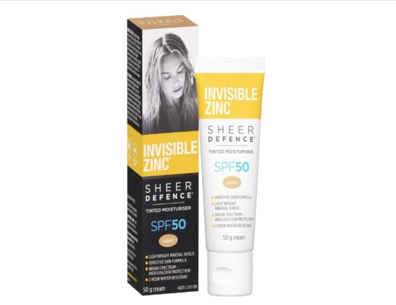 Invisible Zinc Sheer Defense Tinted Moisturizer SPF50, Light, 50g