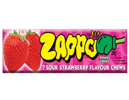 ZAPPO Sour Strawberry Flavoured Chews - (Bulk Pack of 30 Sticks)