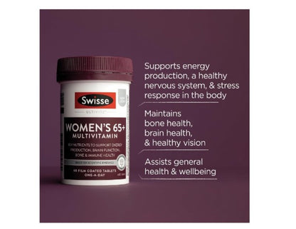 Swisse Ultivite Women's 65+ Multivitamin - with Vitamins & Minerals to Support Energy Production, Bone Strength & Eye Health - 60 Tablets