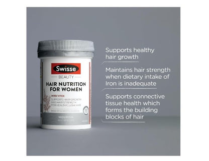 Swisse Beauty Hair Nutrition For Women - with Biotin And Silica To Support Lush Hair Growth - 60 Capsules