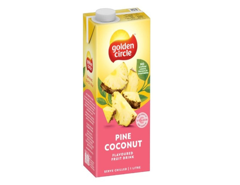 Golden Circle Pineapple and Coconut Fruit Drink Flavoured Tetra Drink Carton No Artificial Colours, Flavours or Preservatives 1L