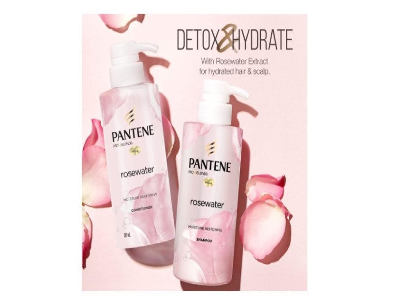 Pantene Pro-V Blends Micellar Rosewater Moisturising Shampoo, Restoring Moisture For Dry Hair 530ml