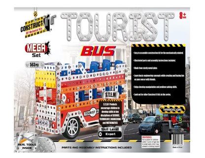 Construct IT MEGA Tourist Bus - 563 Piece Tourist Bus Construction Kit  - Build Your Own Metal Tourist Bus