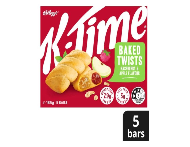 Kellogg's K-Time Baked Twists, Raspberry and Apple Flavour Snack Bars, 185g, 5 Count (Pack of 1)