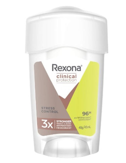 Rexona Women Clinical Antiperspirant Cream Stick Deodorant Stress Control, 45ml, 96 Hour Protection