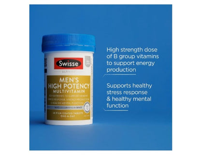 Swisse Ultivite Men's High Potency Multivitamin - with B Vitamins, Zinc & Selenium to Support Energy Production and Vitality - 40 Tablets