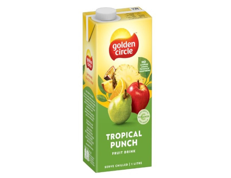 Golden Circle Tropical Punch Fruit Drink Flavoured Tetra Drink Carton Pear, Apple, Pineapple, Orange, Peach Pure, Flavours or Preservatives 1L