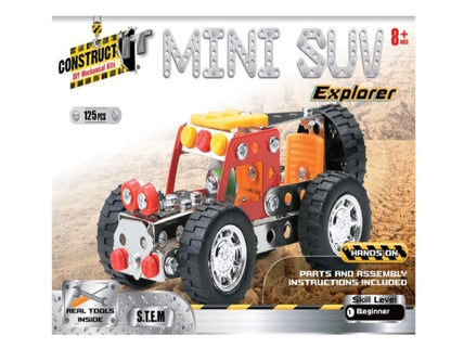 Construct IT Mini SUV - 125 Piece Mini SUV Construction Kit - STEM Toys for 8+ Year Olds - Build Your Own Metal Mini SUV