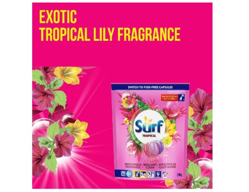 Surf Tropical Laundry Detergent Capsules 30 washes 390 g