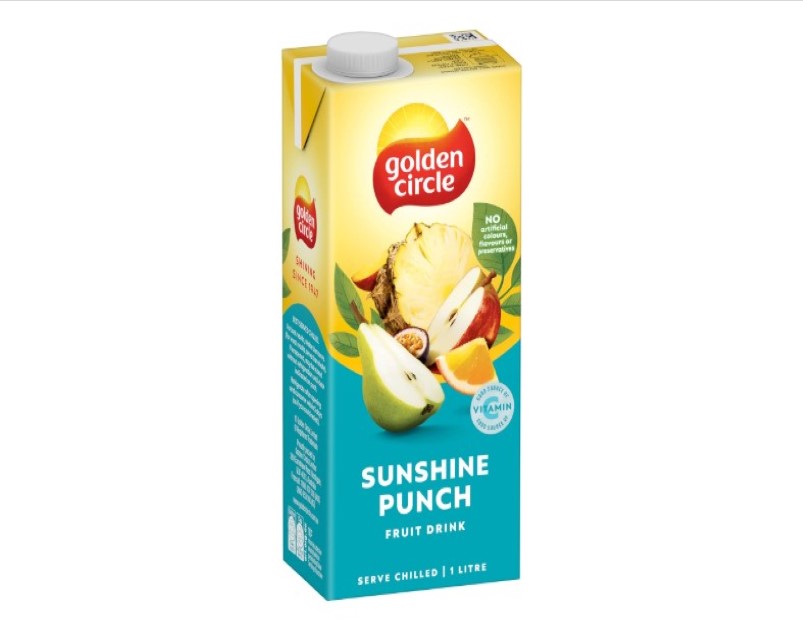 Golden Circle Sunshine Punch Fruit Drink Flavoured Tetra Drink Carton Pear, Apple, Pineapple, Orange, Peach Pure,, Flavours or Preservatives 1L