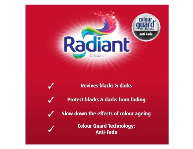 Radiant Liquid Laundry Detergent for Blacks and Darks, Black Wash, 1L