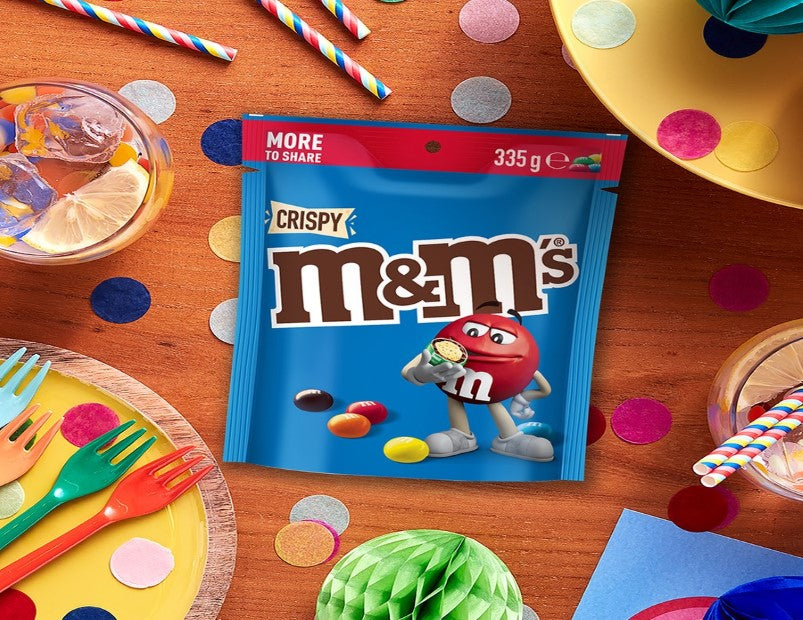 M&M's Crispy Milk Chocolate Snack & Share Party Bag 335g - 2 Pack