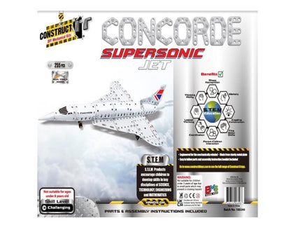 Construct IT Aero Concorde Construction Set - 255 Pieces Concorde  - Build Your Own Supersonic Aircraft- Construction Toys for Boys Age 8-12