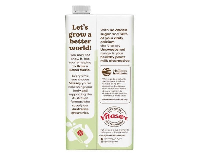 Vitasoy Unsweetened Long Life Rice Milk, 1 Litre - 12 Pack