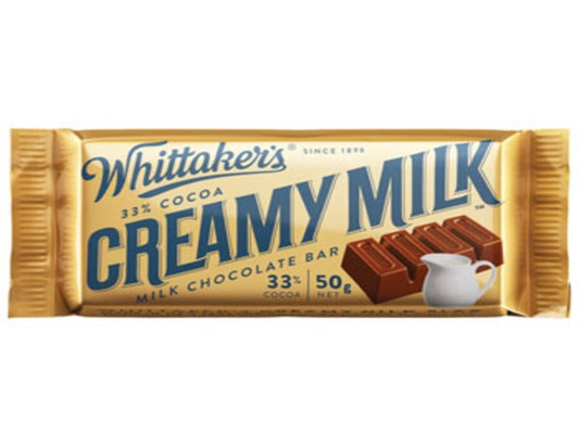 Whittaker's Creamy Milk Chocolate Bar 50g - 3 Pack