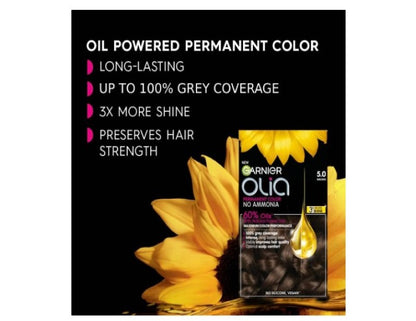 Garnier, Permanent Hair Colour, Ammonia Free and Nourishing, Olia, 1.0 Deep Black