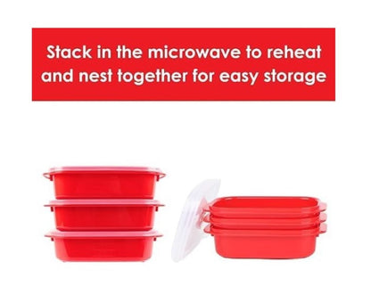 Decor Microsafe Oblong Storage Containe, Pack of 3 Pieces, 900ml Capacity, Assorted