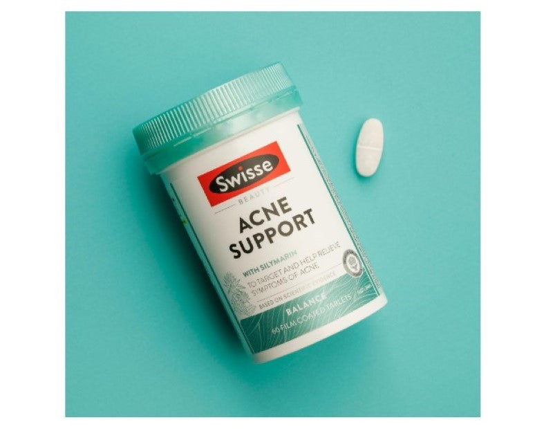 Swisse Beauty Acne Support - with Vitamin C & Zinc To Support Skin Repair & Healing - 60 Tablets