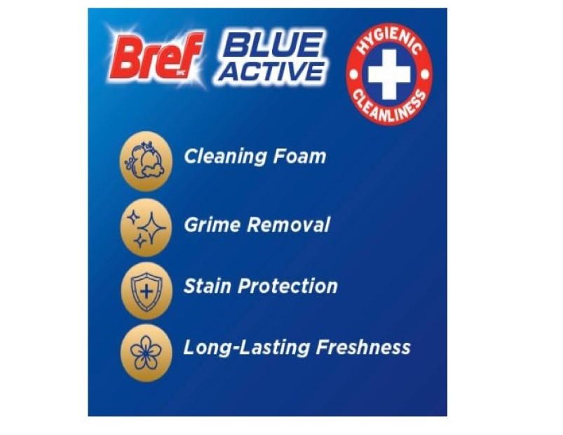 Bref Blue Active Flower Blossom, Rim Block Toilet Cleaner, 2x50g, 100 Grams