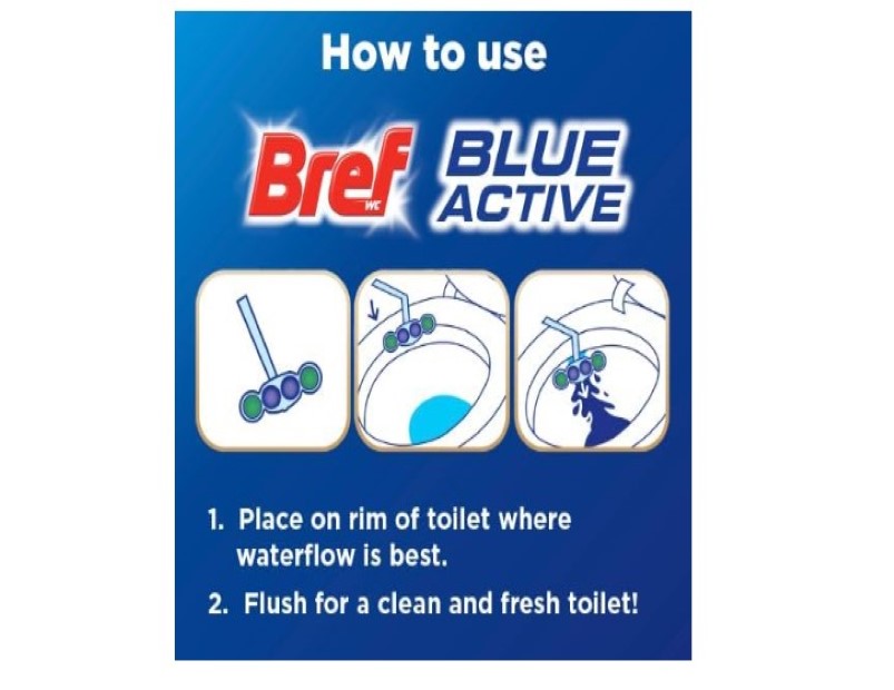 Bref Blue Active Eucalyptus, Rim Block Toilet Cleaner, 2x50g, 100 grams