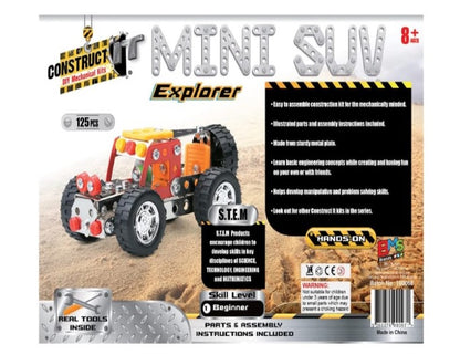 Construct IT Mini SUV - 125 Piece Mini SUV Construction Kit - STEM Toys for 8+ Year Olds - Build Your Own Metal Mini SUV