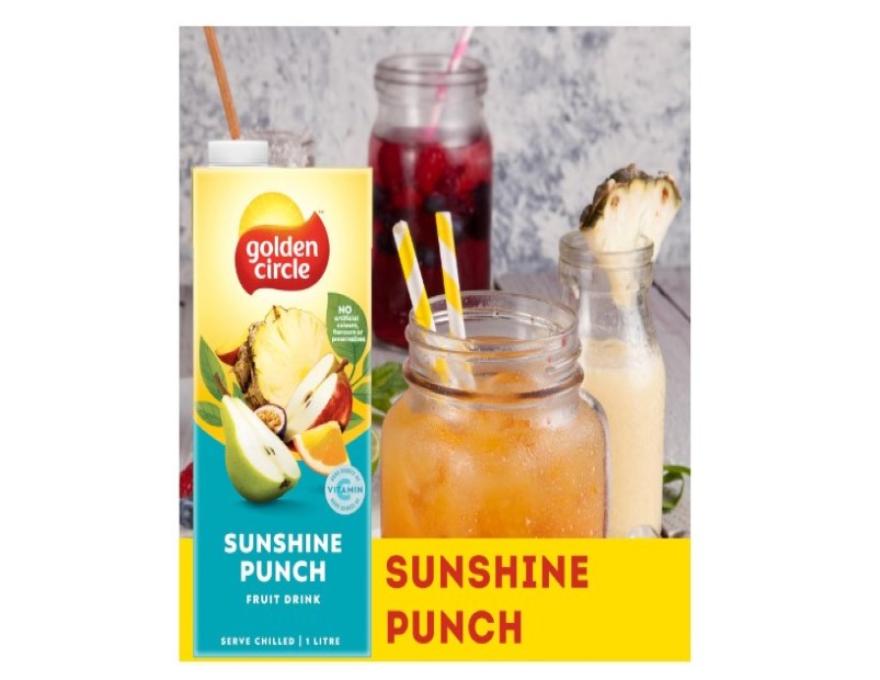 Golden Circle Sunshine Punch Fruit Drink Flavoured Tetra Drink Carton Pear, Apple, Pineapple, Orange, Peach Pure,, Flavours or Preservatives 1L