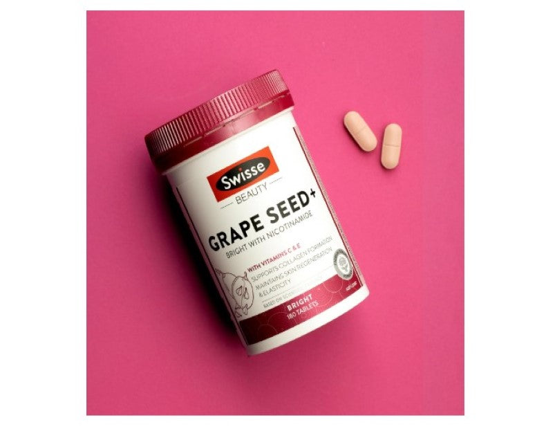 Swisse Beauty Grape Seed - Supports Collagen Formation & Skin Health - 180 Tablets