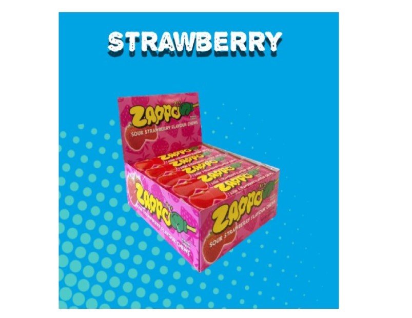 ZAPPO Sour Strawberry Flavoured Chews - (Bulk Pack of 30 Sticks)