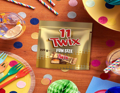 Twix Chocolate Caramel Biscuit Snack Bag 11 Pieces 159g - 2 Pack