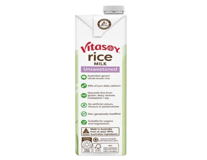 Vitasoy Unsweetened Long Life Rice Milk, 1 Litre - 12 Pack