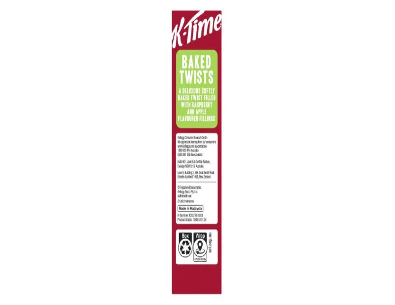 Kellogg's K-Time Baked Twists, Raspberry and Apple Flavour Snack Bars, 185g, 5 Count (Pack of 1)