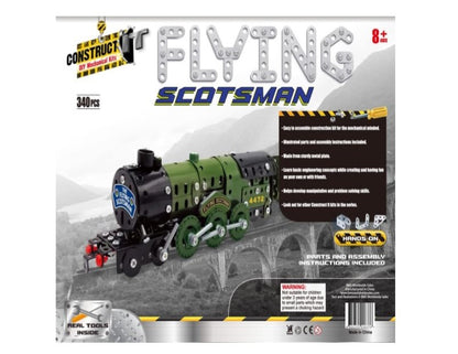 Construct IT Flying Scotsman Train - 340 Piece Construction Kit - STEM Toys for 8+ Year Olds - Build Your Own Metal Flying Scotsman Train