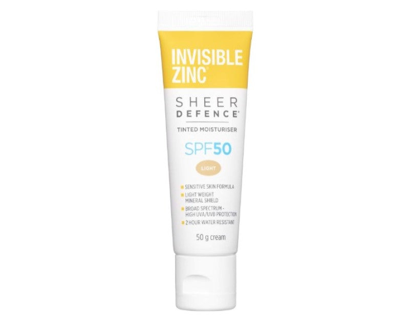 Invisible Zinc Sheer Defense Tinted Moisturizer SPF50, Light, 50g