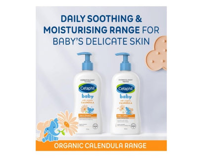 Cetaphil Baby Calendula Wash and Shampoo 400ml, for Baby's Sensitive Skin, Contains Calendula and Aloe Vera, Dermatologist Tested