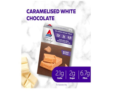 Atkins Endulge Caramelised White Chocolate Bars | Keto Friendly Bars | 5 x 30g Low Carb White Caramel Chocolate Bars | Low Carb, Low Sugar, High Fibre | 5 Bar Pack