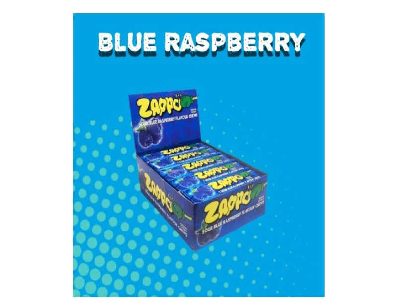 ZAPPO Sour Blue Raspberry Flavoured Chews - (Bulk Pack of 30 Sticks)