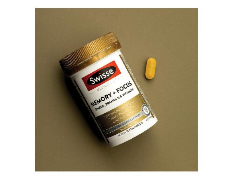 Swisse Ultiboost Memory + Focus - Supports Energy Production & Stress Response - 50 Tablets