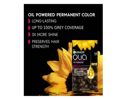 Garnier, Permanent Hair Colour, Ammonia Free and Nourishing, Olia, 4.0 Dark Brown