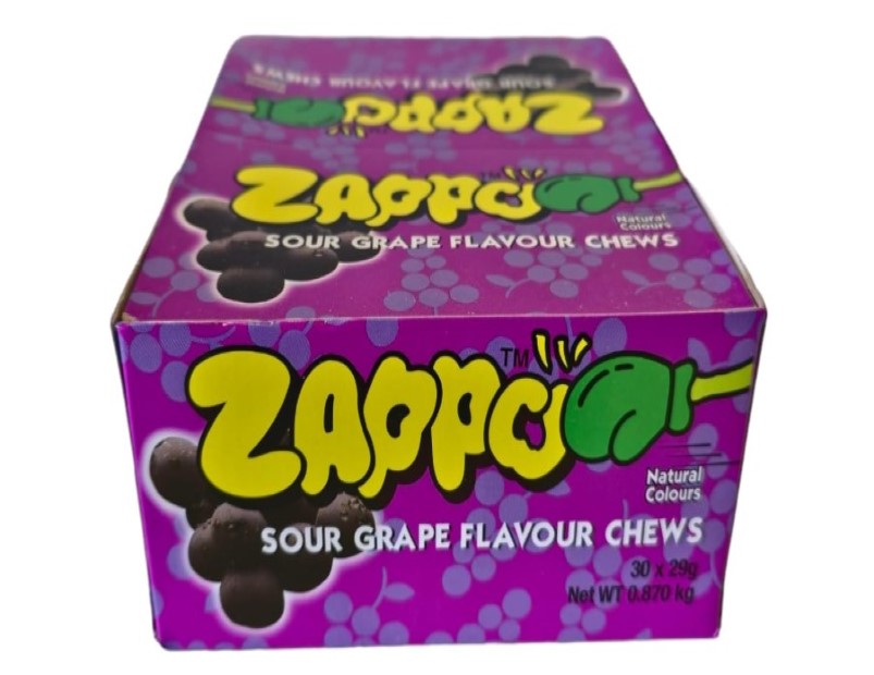 ZAPPO Sour Grape Flavoured Chews - (Bulk Pack of 30 Sticks)