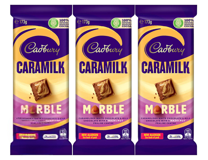 Cadbury Caramilk Marble Chocolate Bar 173g 3 pack