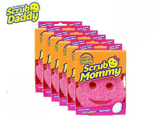 Scrub Mommy Dual-Sided Scrubber + Sponge - Pink 6 pack