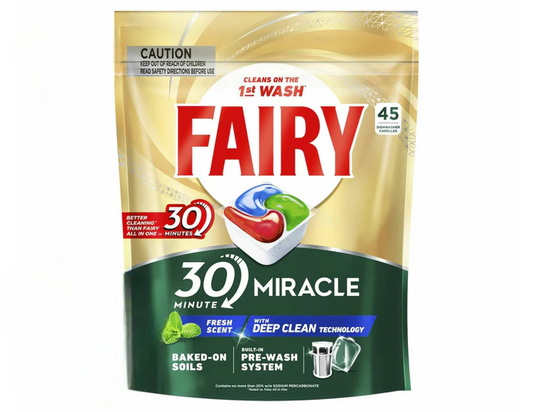 Fairy 30 Minute Miracle Dishwasher Caps 45Caps