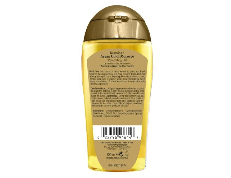 Ogx Renewing + Hydrating & Shine Argan Oil of Morocco Penetrating Hair Oil For Dry & Heat Styled Hair 100mL|Moisturize,revive & create softness &strength