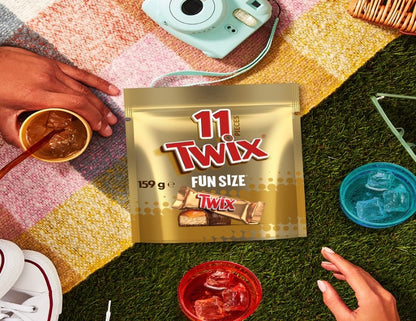 Twix Chocolate Caramel Biscuit Snack Bag 11 Pieces 159g - 2 Pack