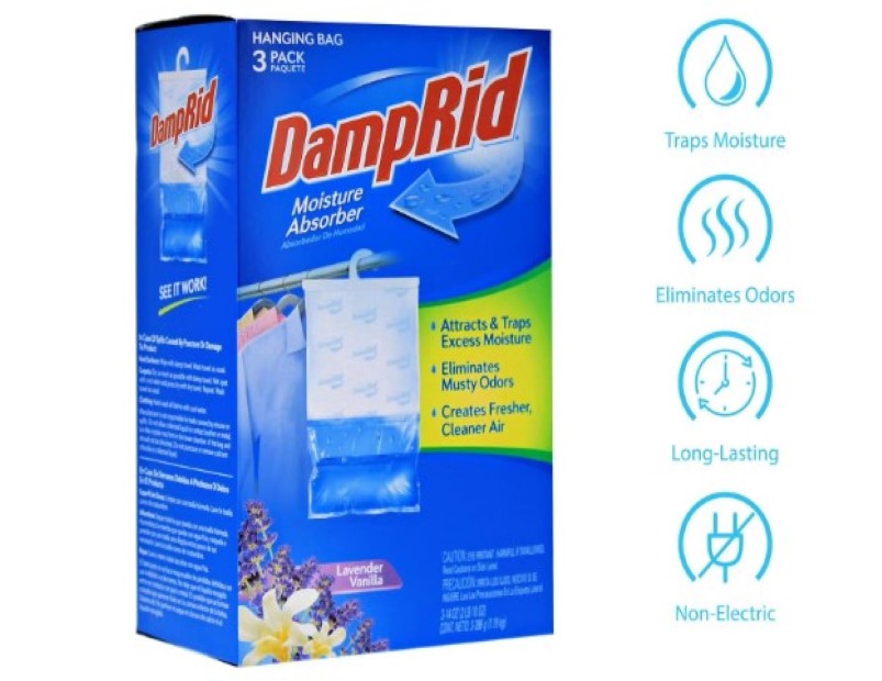 DampRid FG83LV Hanging Moisture Absorber Lavender Vanilla, 3-Pack