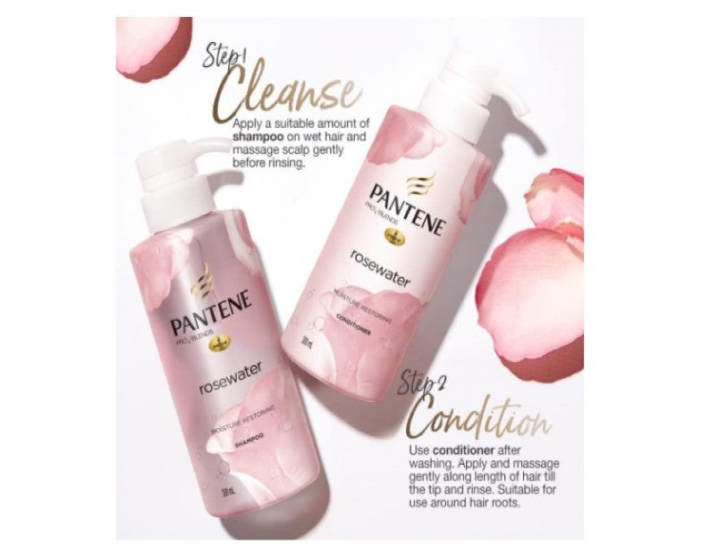 Pantene Pro-V Blends Micellar Rosewater Moisturising Shampoo, Restoring Moisture For Dry Hair 530ml