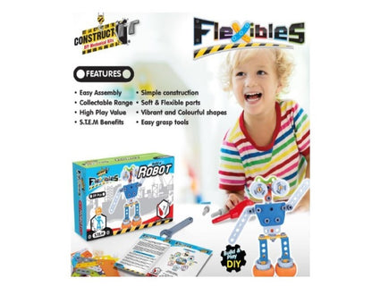 Construct IT Flexibles Robot Building Set with Tools Included - 59 Pieces Toy Robot Construction Set