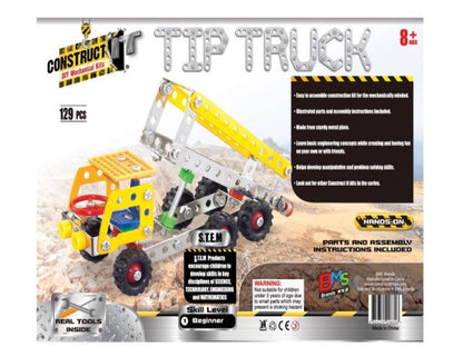 Construct IT Tip Truck - 129 Piece Tip Truck Construction Kit - STEM Toys for 8+ Year Olds - Build Your Own Metal Tip Truck